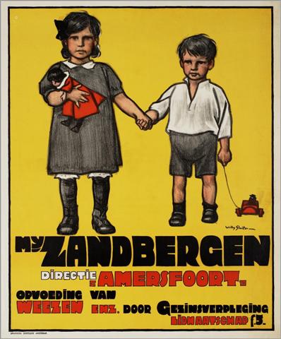Affiche Zandbergen - Ma tot opvoeding van Weezen en andere Minderjarigen in het Huisgezin - 1915