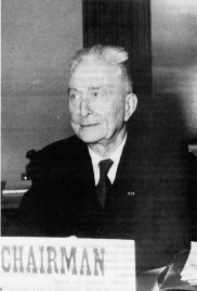 René Sand als voorzitter in de Wereldgezondheidsorganisatie, 1951.