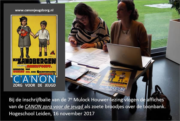 Affiches Canon Zorg voor de jeugd bij de Mulock Houwer-lezing aan de Hogeschool Leiden